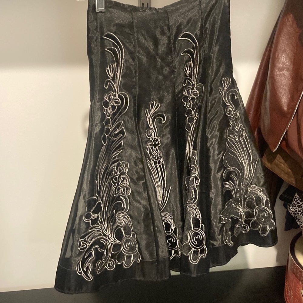 Elegant Black Embroidered Skirt